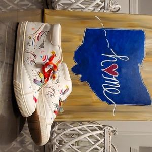 Girls Hightop Unicorns and Rainbows shoes
